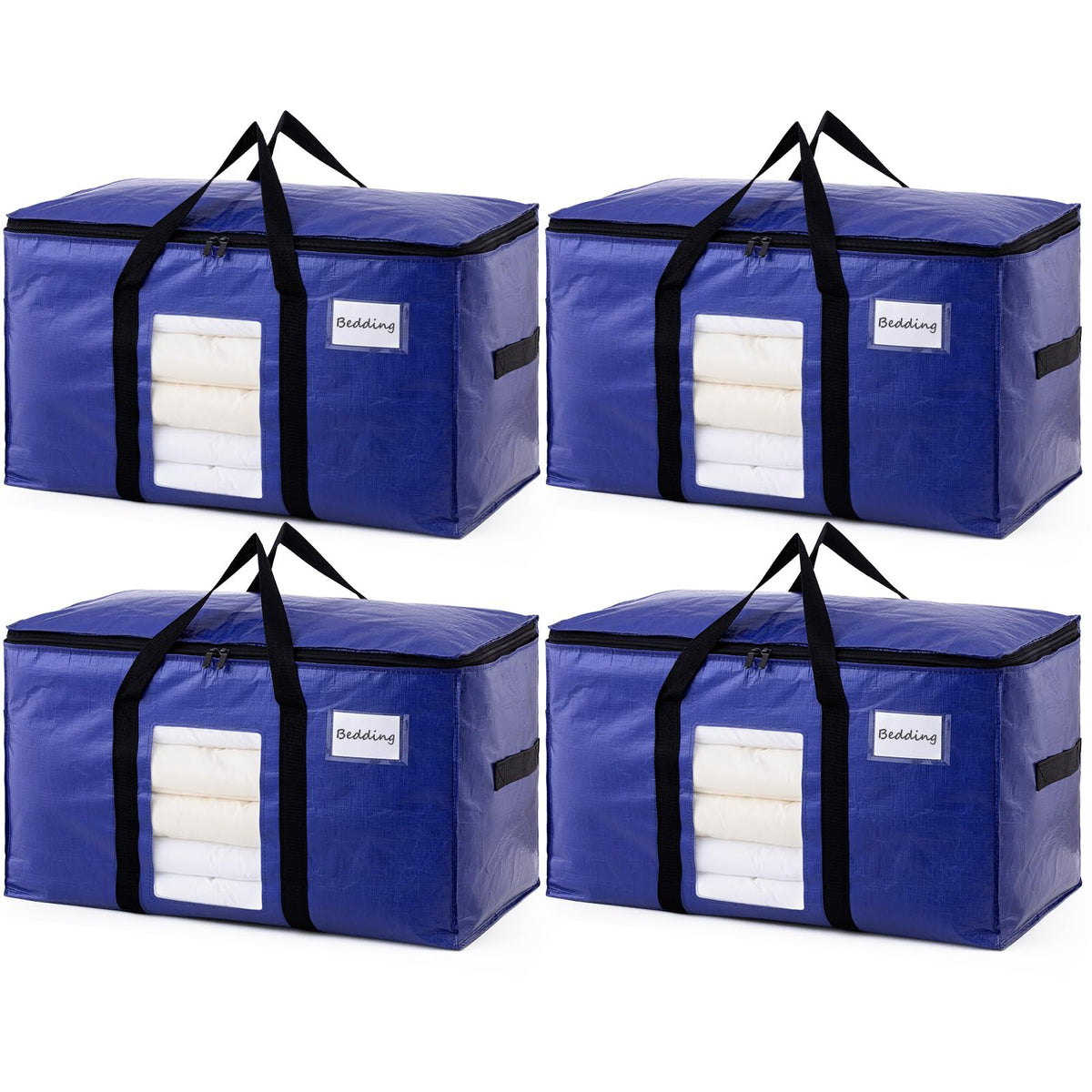 TAILI dark blue moving bag with visible window for quick item identification.