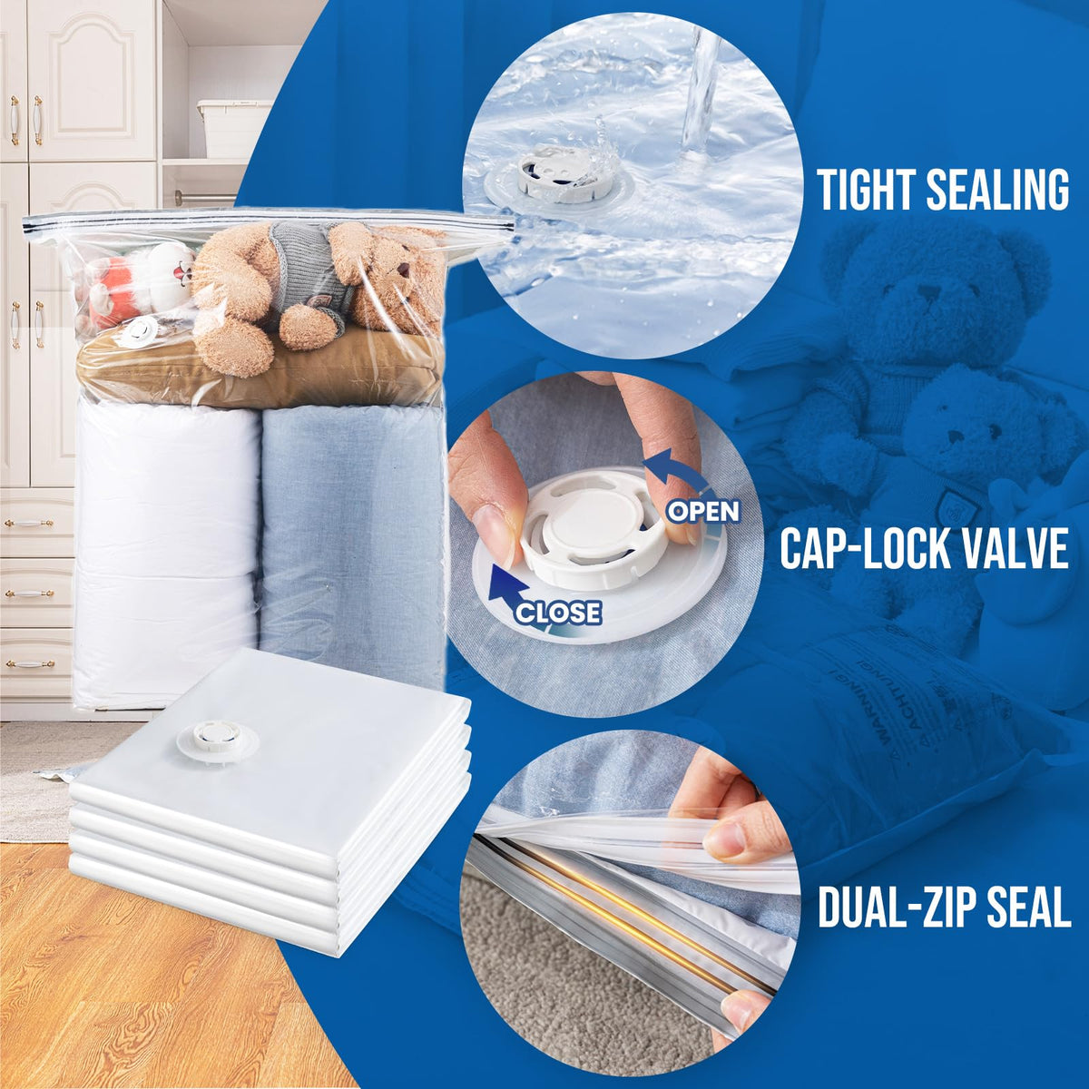 TAILI double-seal zipper bag ensures airtight closure for storage.