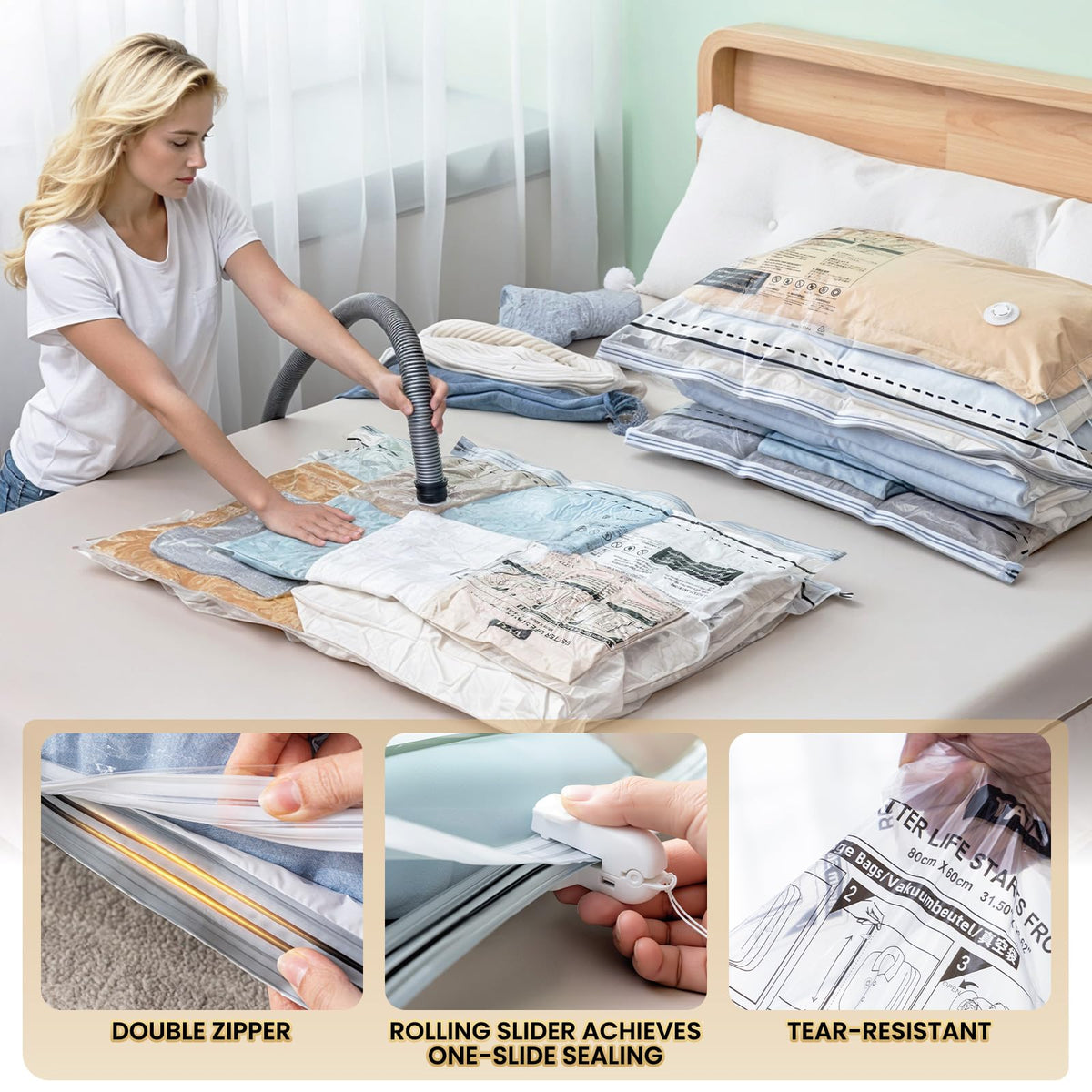 TAILI PA/PE material close-up highlights durable, reusable construction.