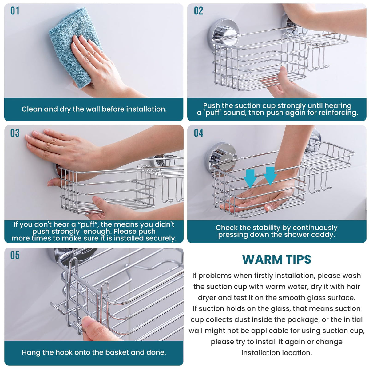 TAILI easy-clean removable shower basket for quick maintenance