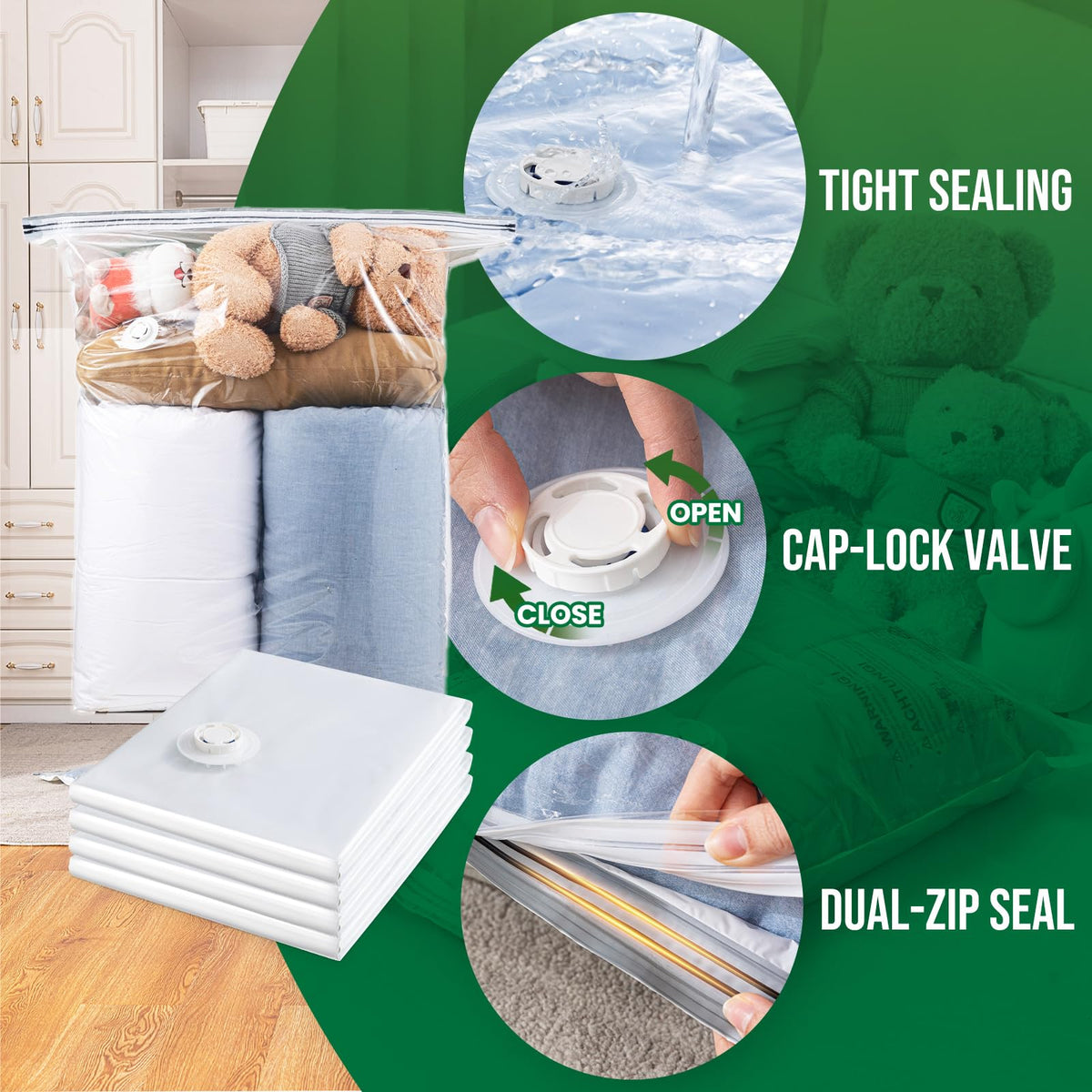 TAILI easy-seal vacuum bags with slider for quick sealing.