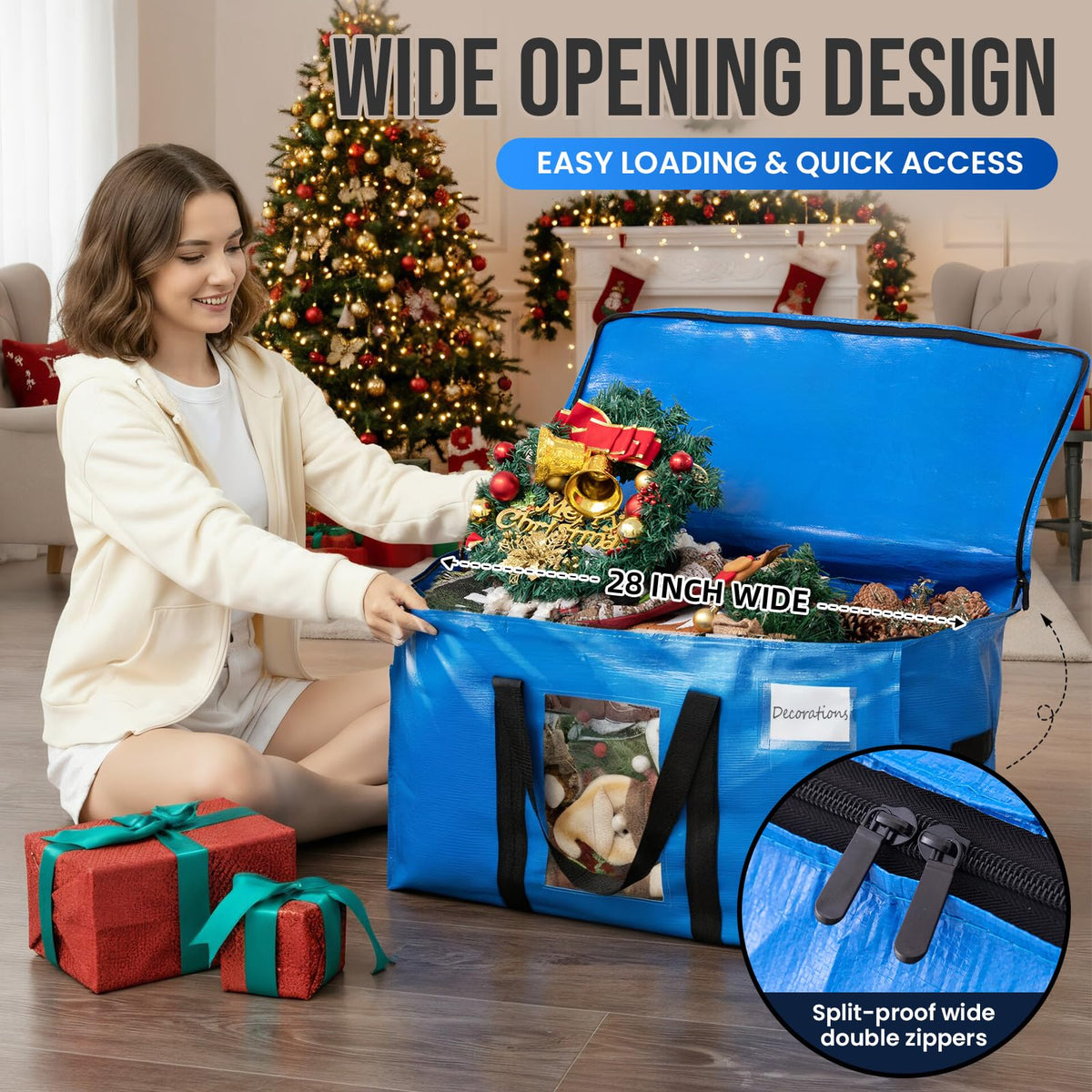 TAILI extra large bags opened by three-sided zipper for easy loading