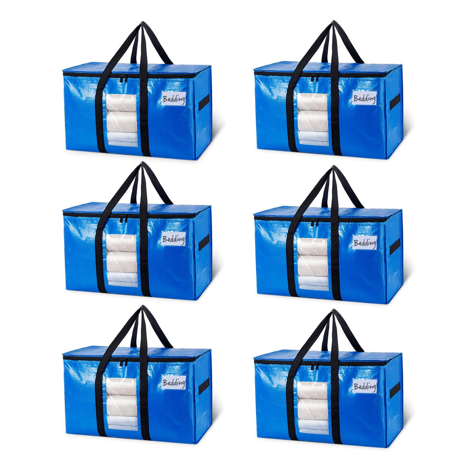 TAILI extra-large moving bags set with blue color and window view for quick identification