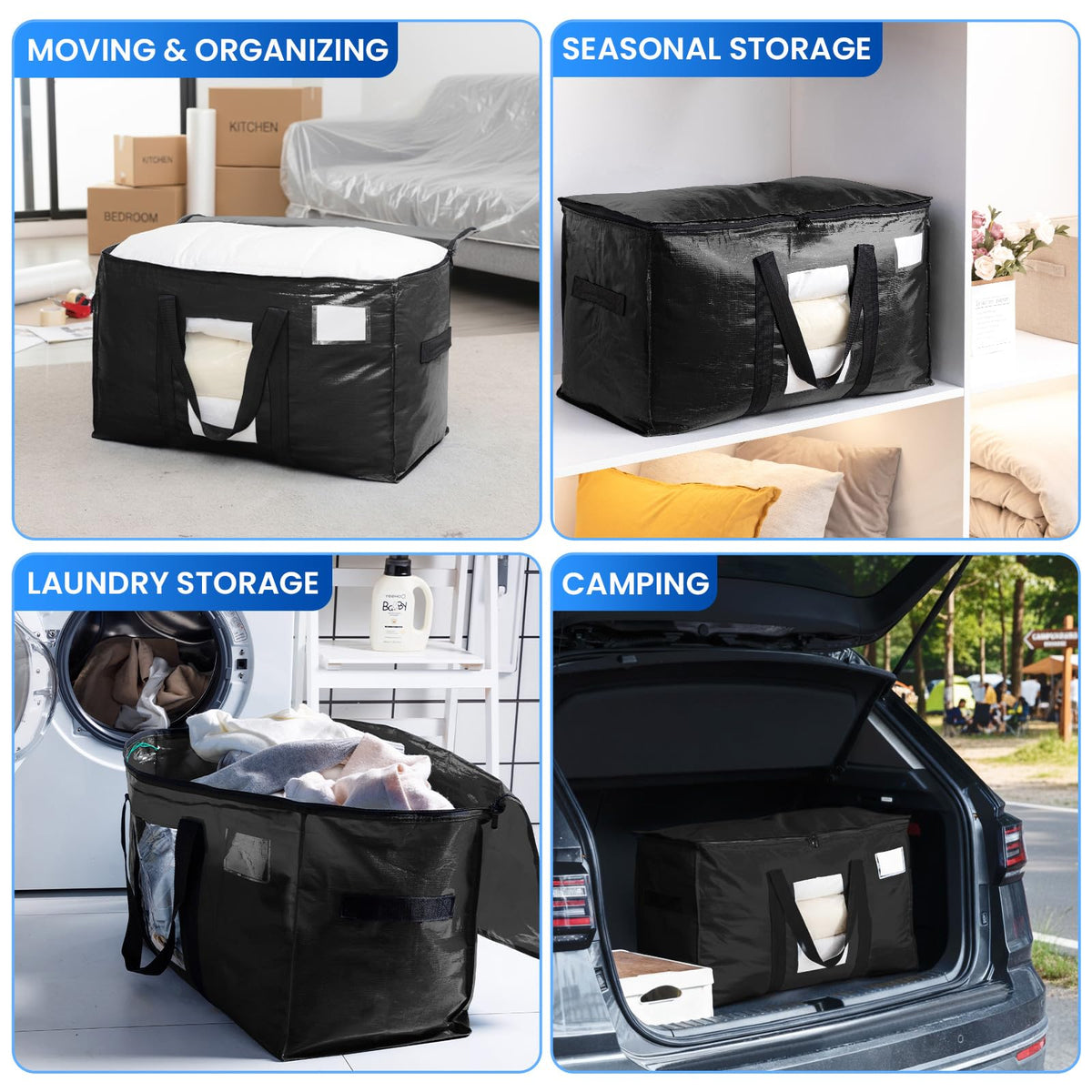 TAILI bags fold flat when empty to save closet space.
