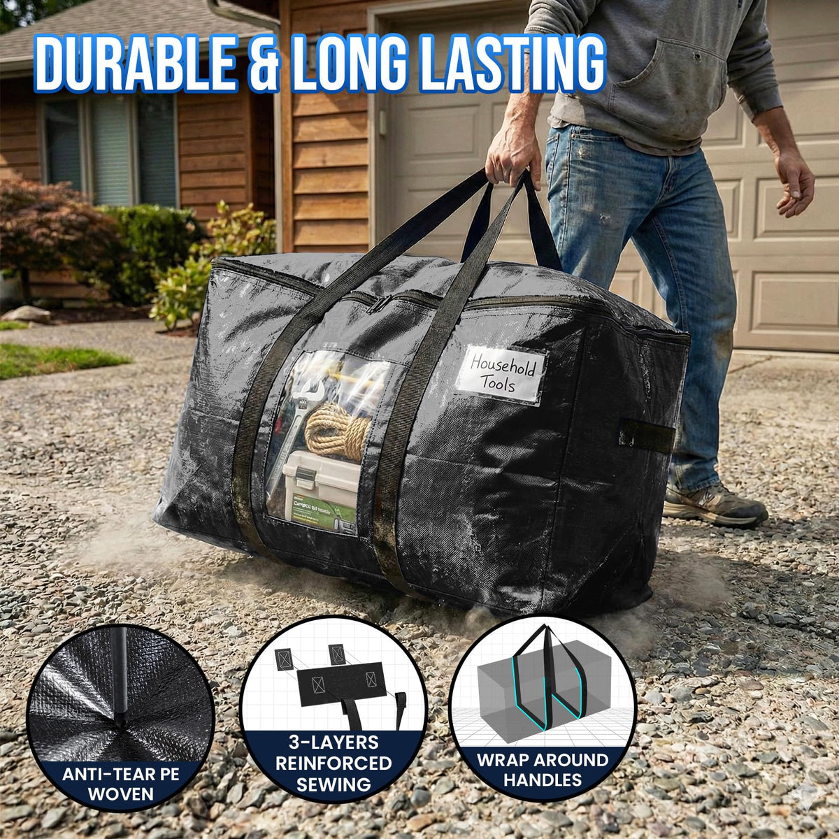 TAILI space-saving moving bags for clutter-free storage of clothes and bedding.