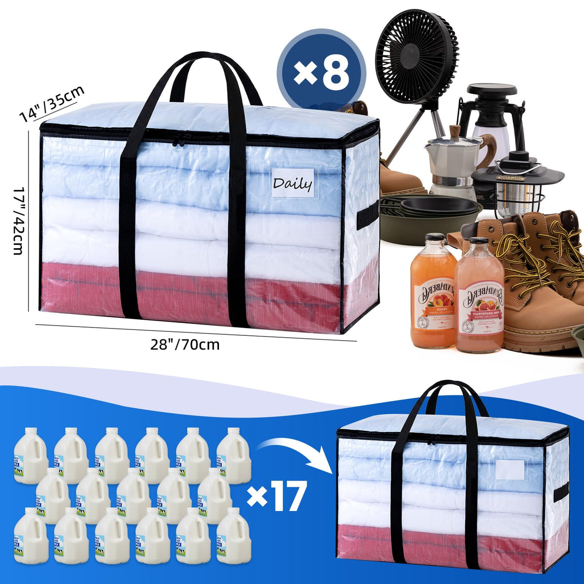 TAILI three-sided zipper enables full access when packing.