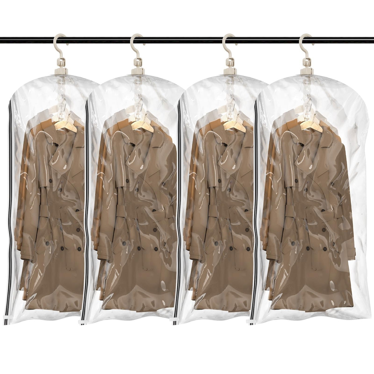 TAILI hanging vacuum bags show five-garment capacity for closet organization.