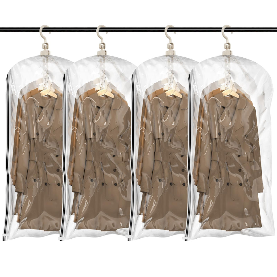 TAILI hanging vacuum bags show five-garment capacity for closet organization.