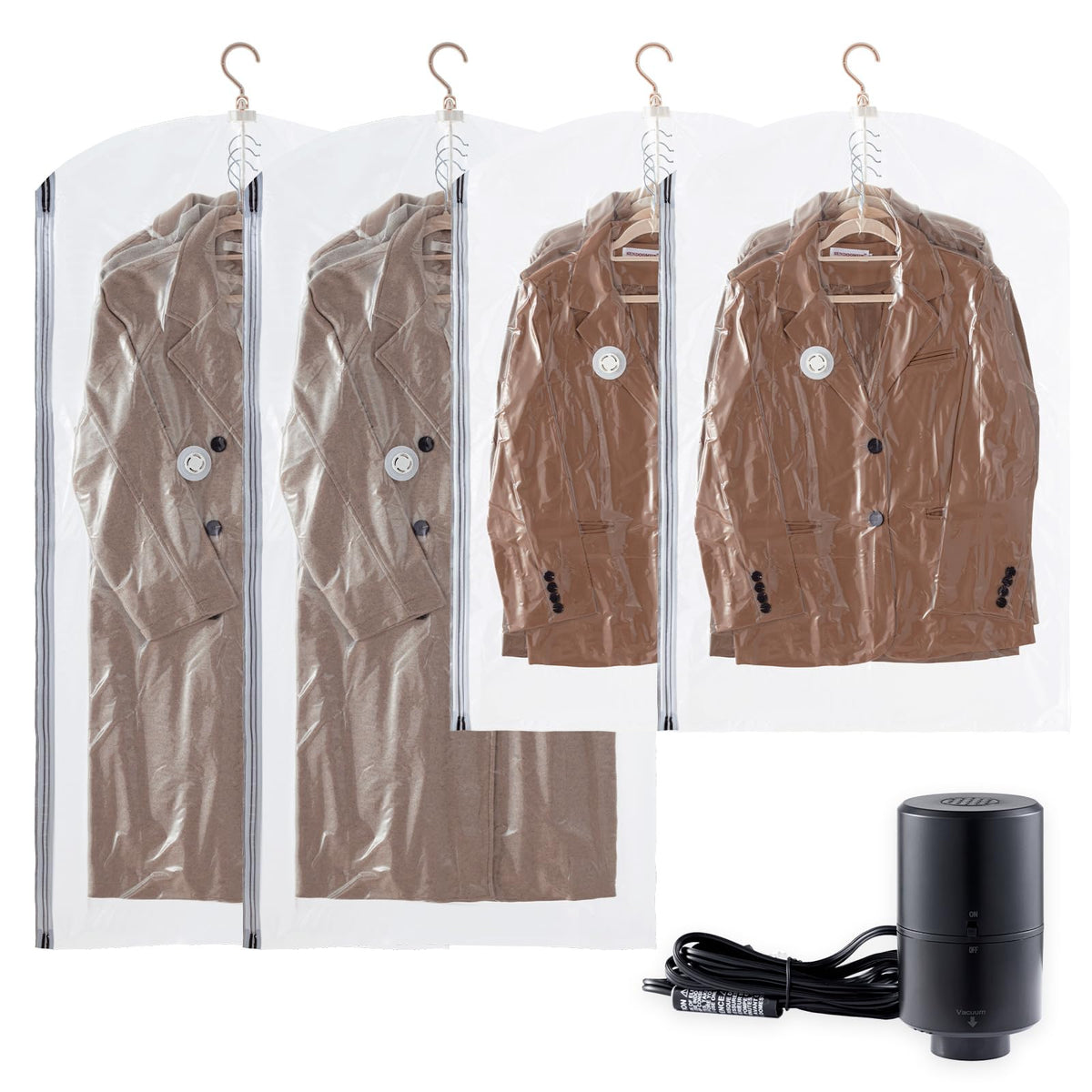 TAILI hanging vacuum bag long 53x28 clear for organized travel wardrobes