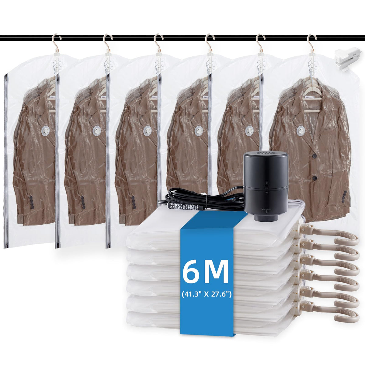 TAILI hanging vacuum bags with electric pump for travel packing.