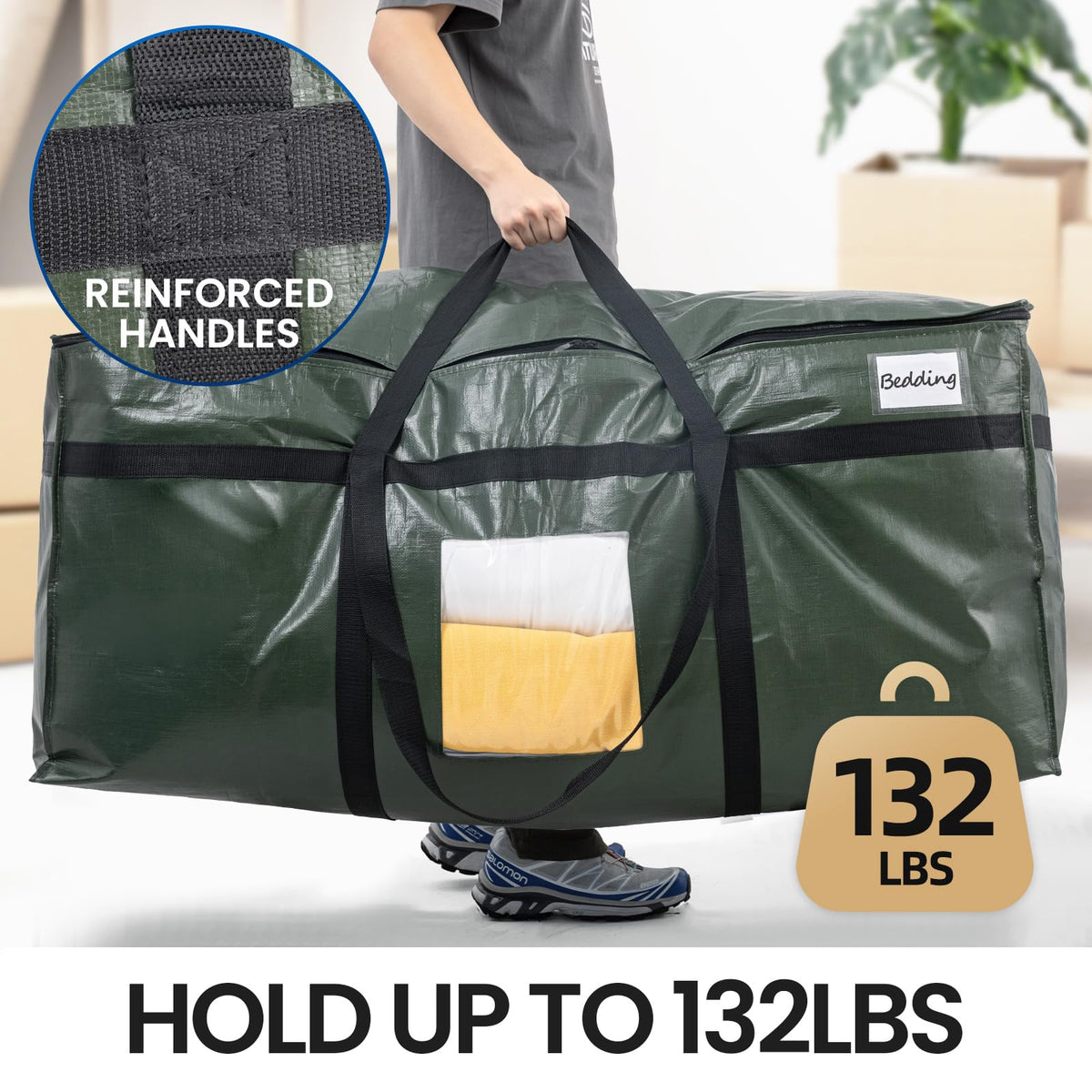 TAILI heavy-duty storage bag showing reinforced zipper for durability.
