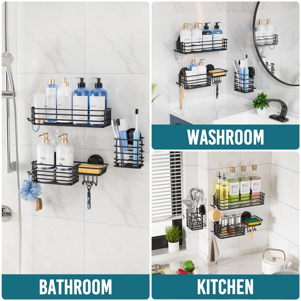 TAILI extra hook stores razors, towels, or brushes within reach