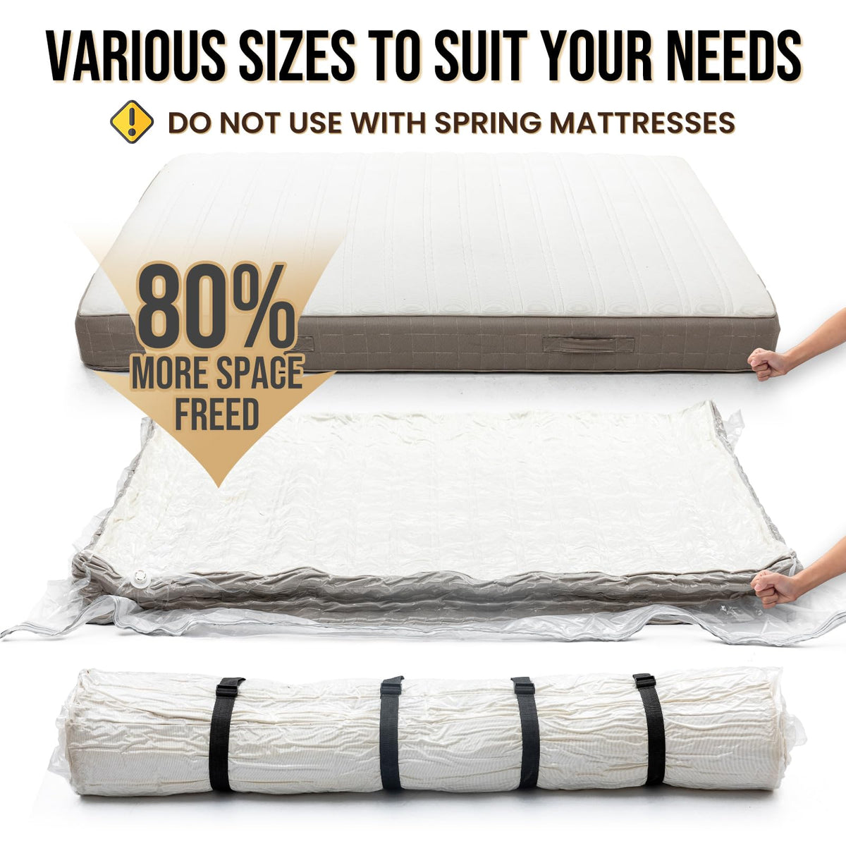 TAILI four straps and handles secure a compressed mattress during transport