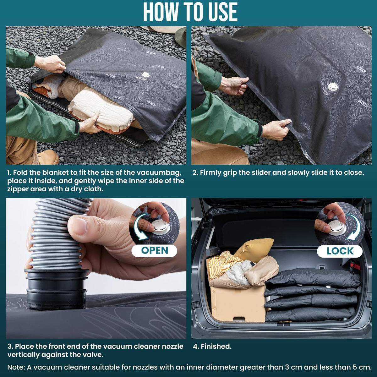 Taili Outdoor Vacuum Storage Bags save space with up to 80% compression.