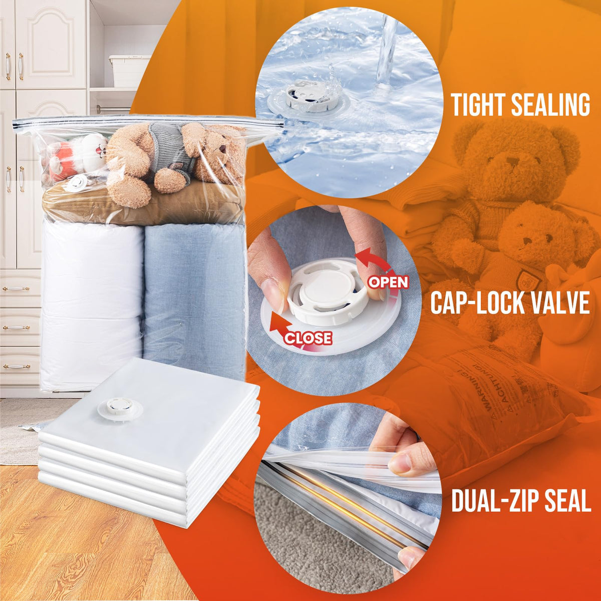 TAILI pillow storage bag protects cushions from dust while saving space
