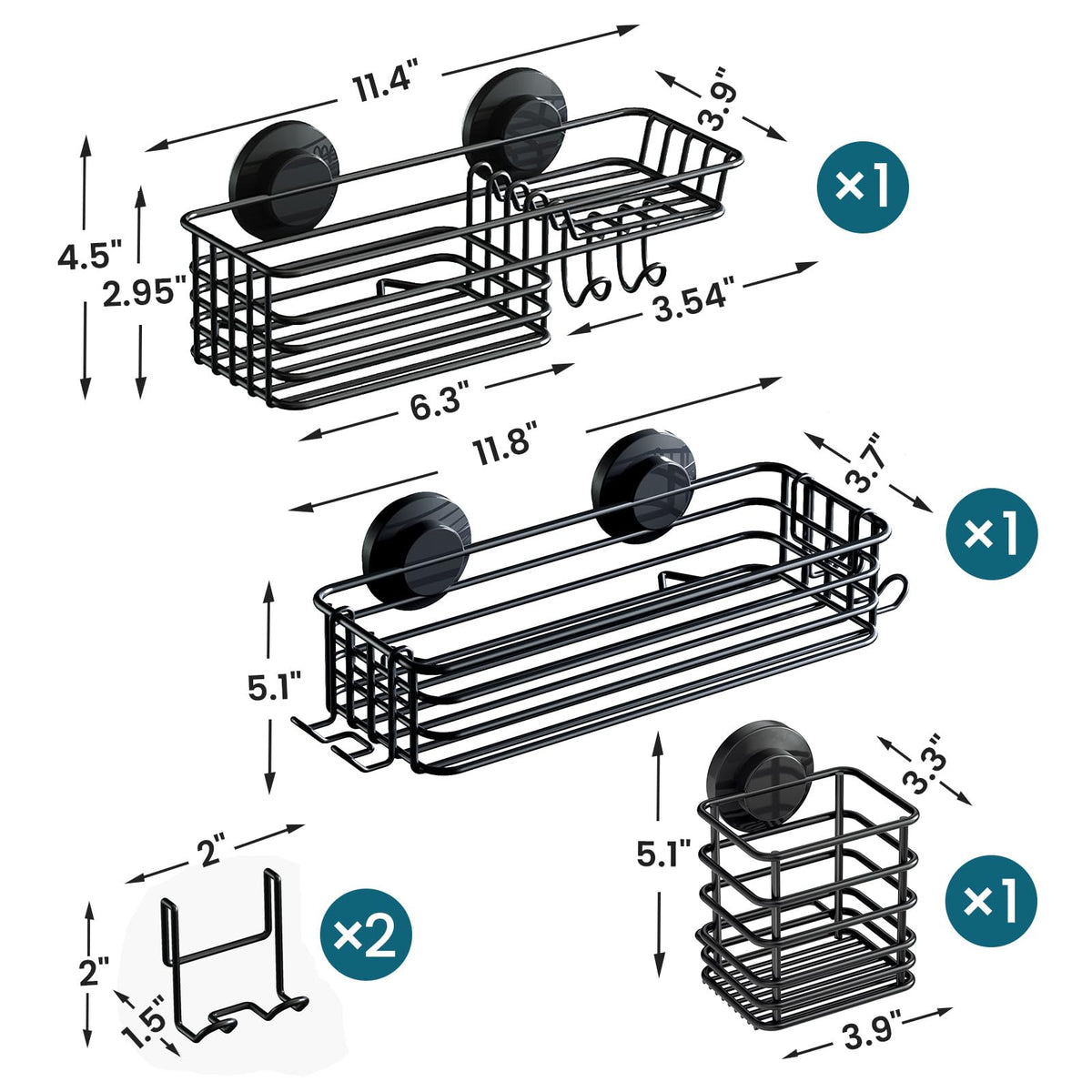 TAILI removable shower caddy allowing easy repositioning in the shower