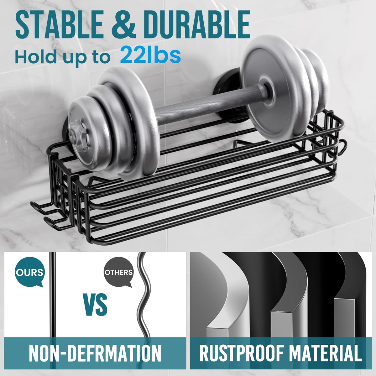 TAILI easy, tool-free installation on glass or tile