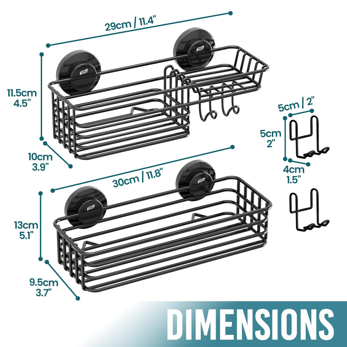 TAILI large capacity shelf holds shampoos and cleansers neatly