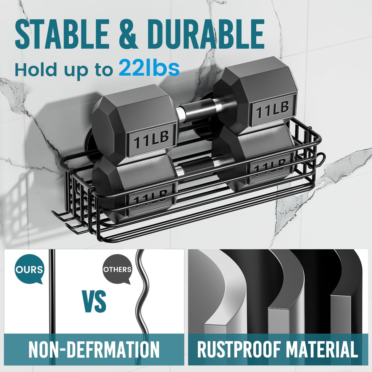 TAILI rustproof stainless steel basket resists water stains in showers