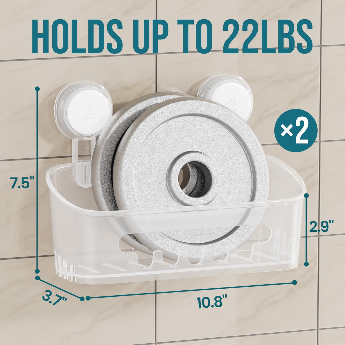 TAILI suction cups provide a strong hold on glass and tile.