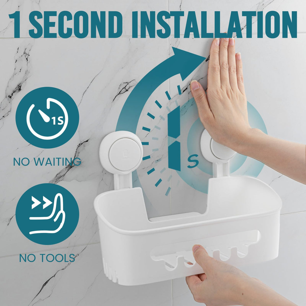 TAILI two basket setup in shower keeps shampoos organized and accessible