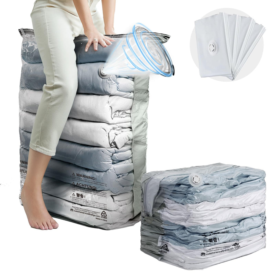 TAILI vacuum storage bags front view shows cube design for space saving
