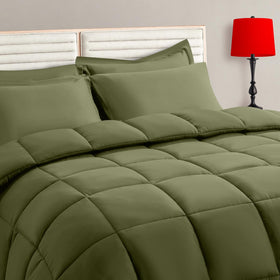 TAIMIT olive green twin size comforter set main image showing all-season warmth and softness