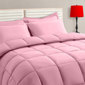 TAIMIT pink twin comforter set; soft quilted warmth for all-season comfort.