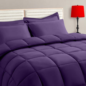 TAIMIT purple twin comforter set displayed on a bed for all-season coziness.