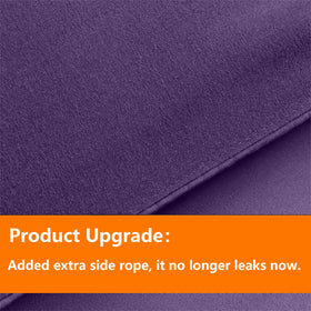 Flat sheet from TAIMIT purple twin set laid out on the bed.