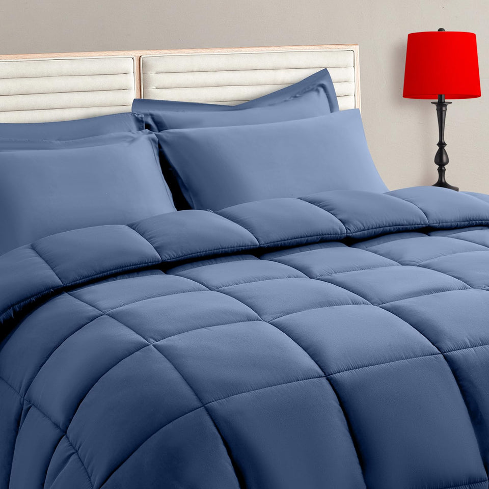 TAIMIT slate blue twin comforter set bed-in-a-bag for quick, cohesive styling.