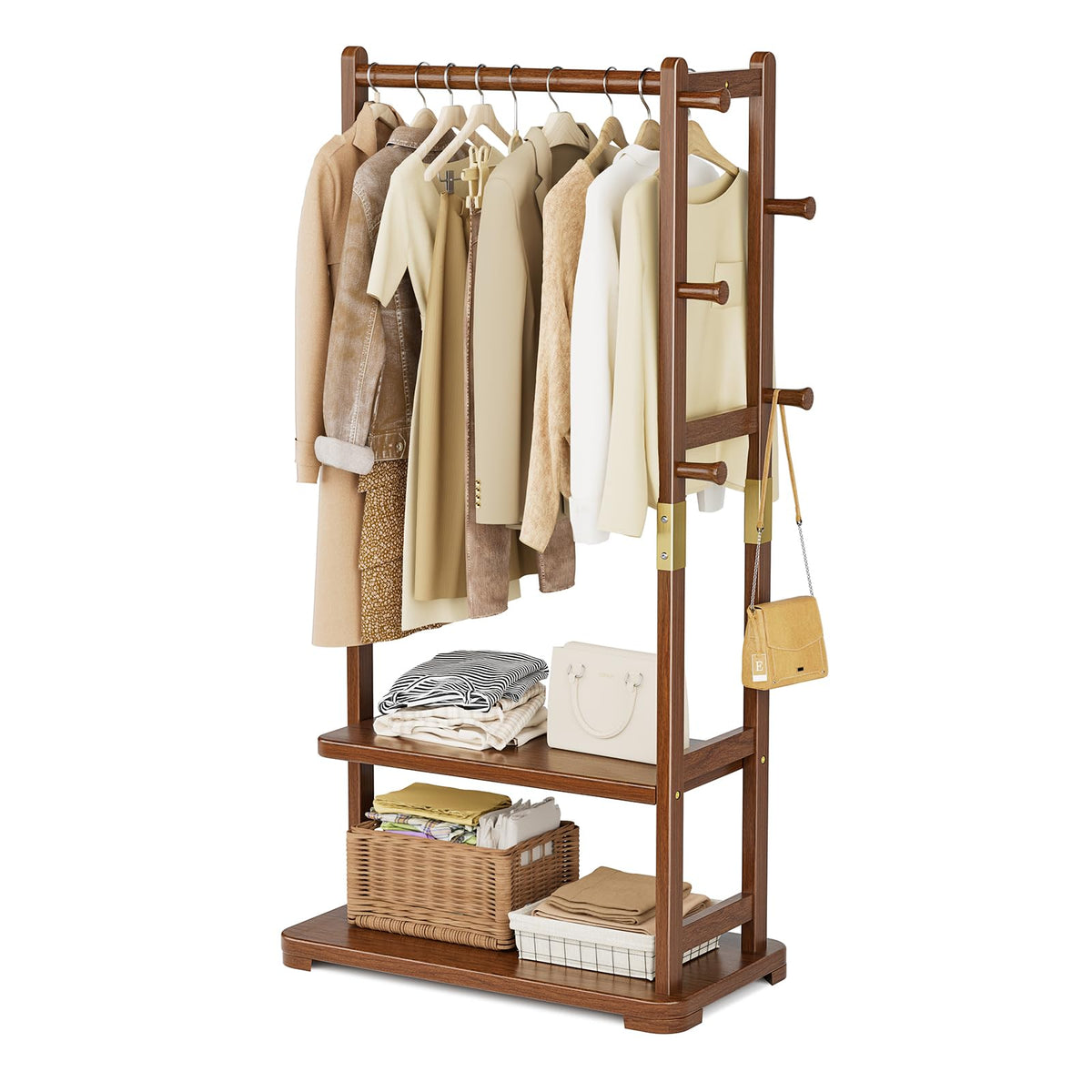 Natural rubberwood finish on the Taitiy coat rack