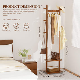 Taitiy coat rack with two shelves keeps items organized