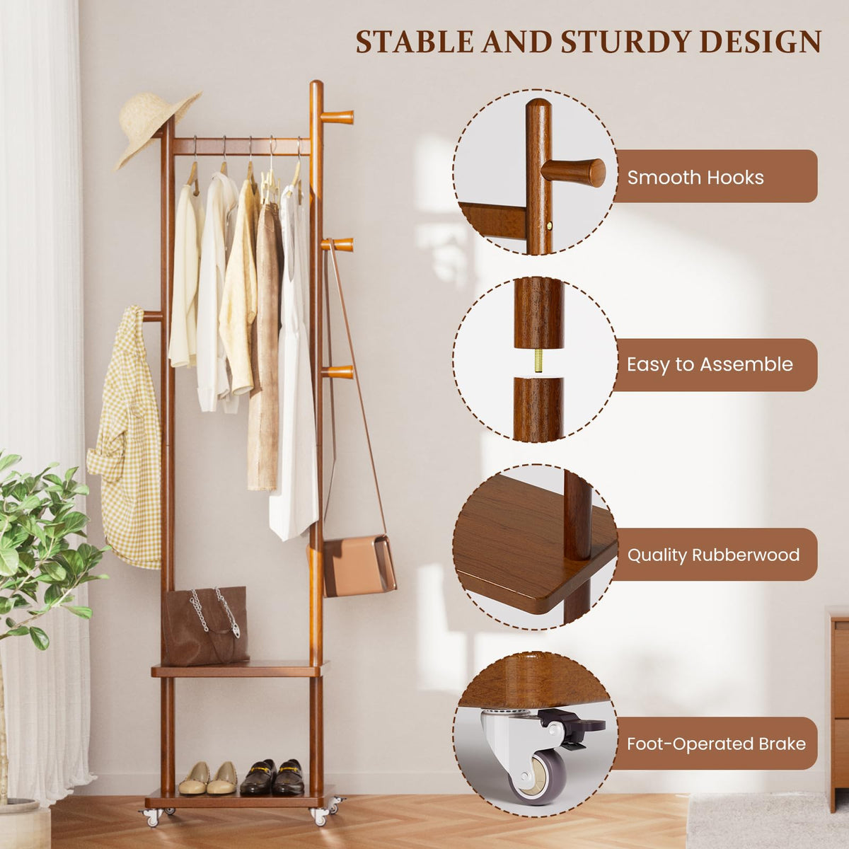 Taitiy rubberwood construction adds warm natural character