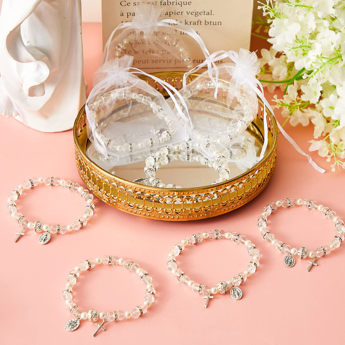 Taiyin rosary bracelet featuring crucifix medal for sacred touch