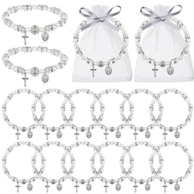Taiyin rosary bracelet with white acrylic beads for daily wear