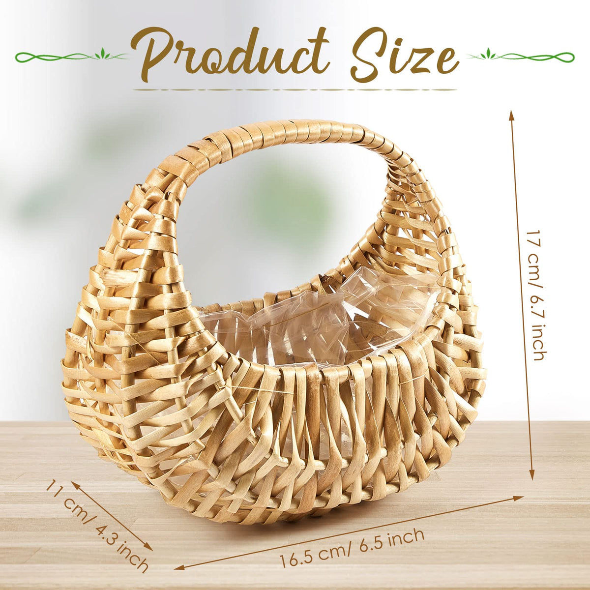 Taiyin wicker basket for wedding flower girl setup with a charming half-moon design.