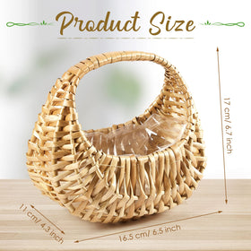 Taiyin wicker basket for wedding flower girl setup with a charming half-moon design.