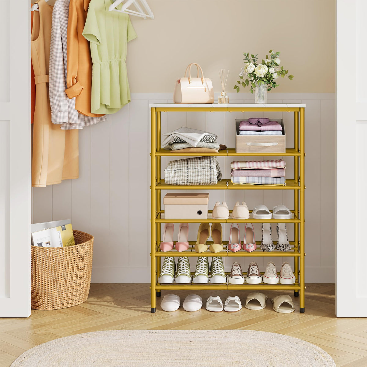 Tajsoon entryway setup fitting hallway or closet corners with style