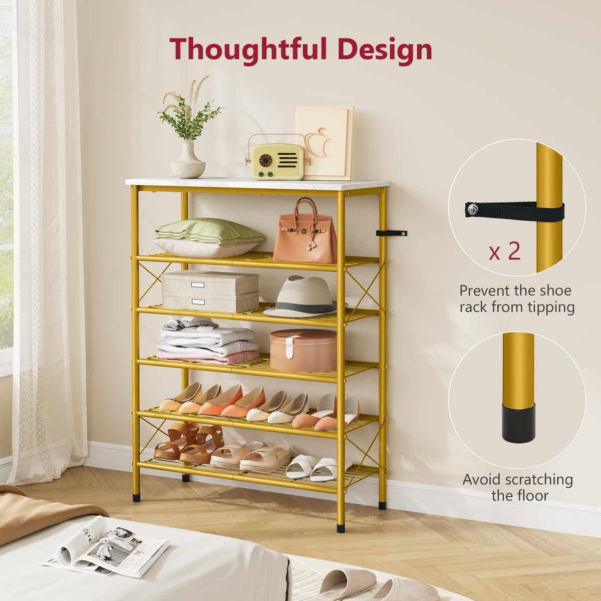 Tajsoon non-slip feet protecting floors while keeping rack steady
