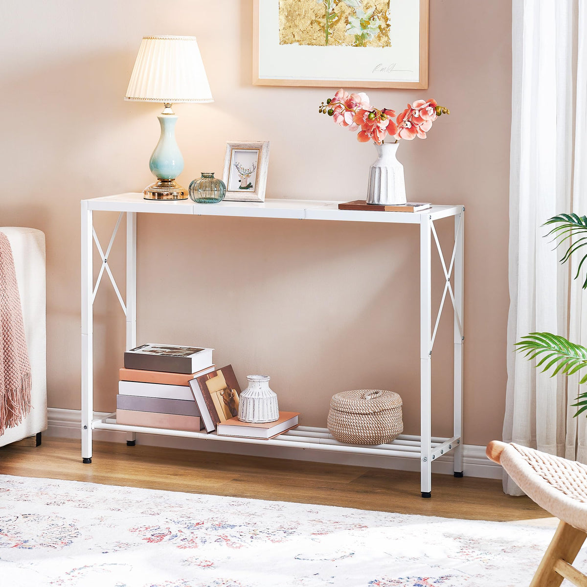 Tajsoon assembled console table ready for quick setup in living room or foyer