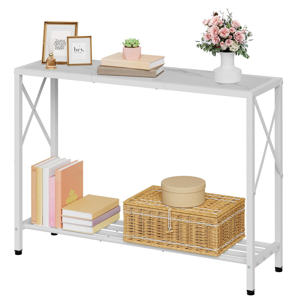 Tajsoon console table with 41.8-inch white top offers space-saving entryway storage
