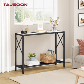 Tajsoon console table showcasing two shelves for organized storage