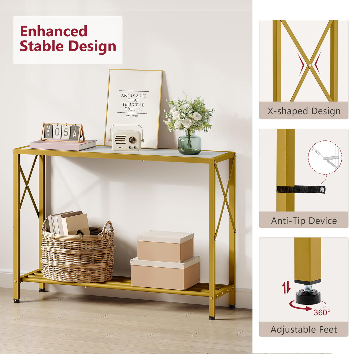 Tajsoon adjustable feet protect the floor and stabilize the table