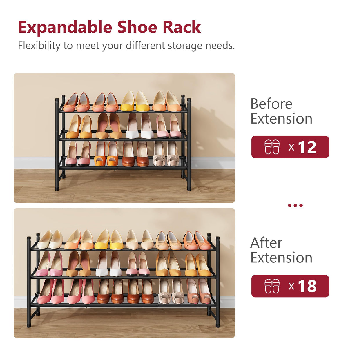Non-slip Tajsoon feet stabilize the rack on smooth floors.