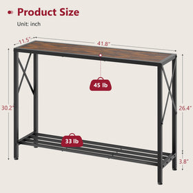Tajsoon foyer table with metal frame adds stability on uneven floors.