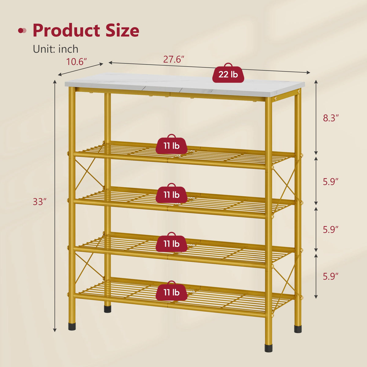 Tajsoon 5-tier unit keeps shoes and accessories neatly organized.