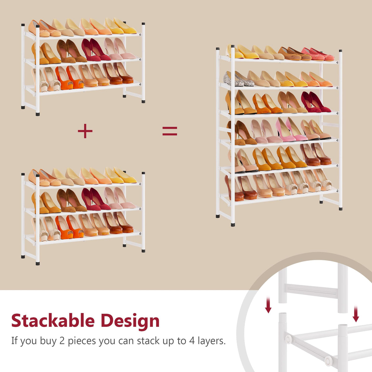 Tajsoon Metal Shoe Rack Durable Finish highlights powder-coated construction