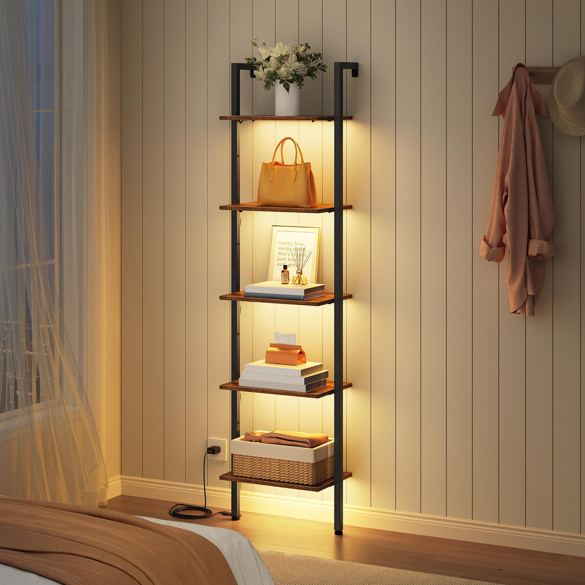 Tajsoon multi-functional ladder shelf ideal for living rooms, bedrooms, and offices