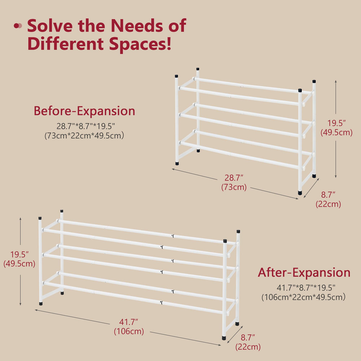 Tajsoon Shoe Rack Assembly Guide with numbered parts for easy setup